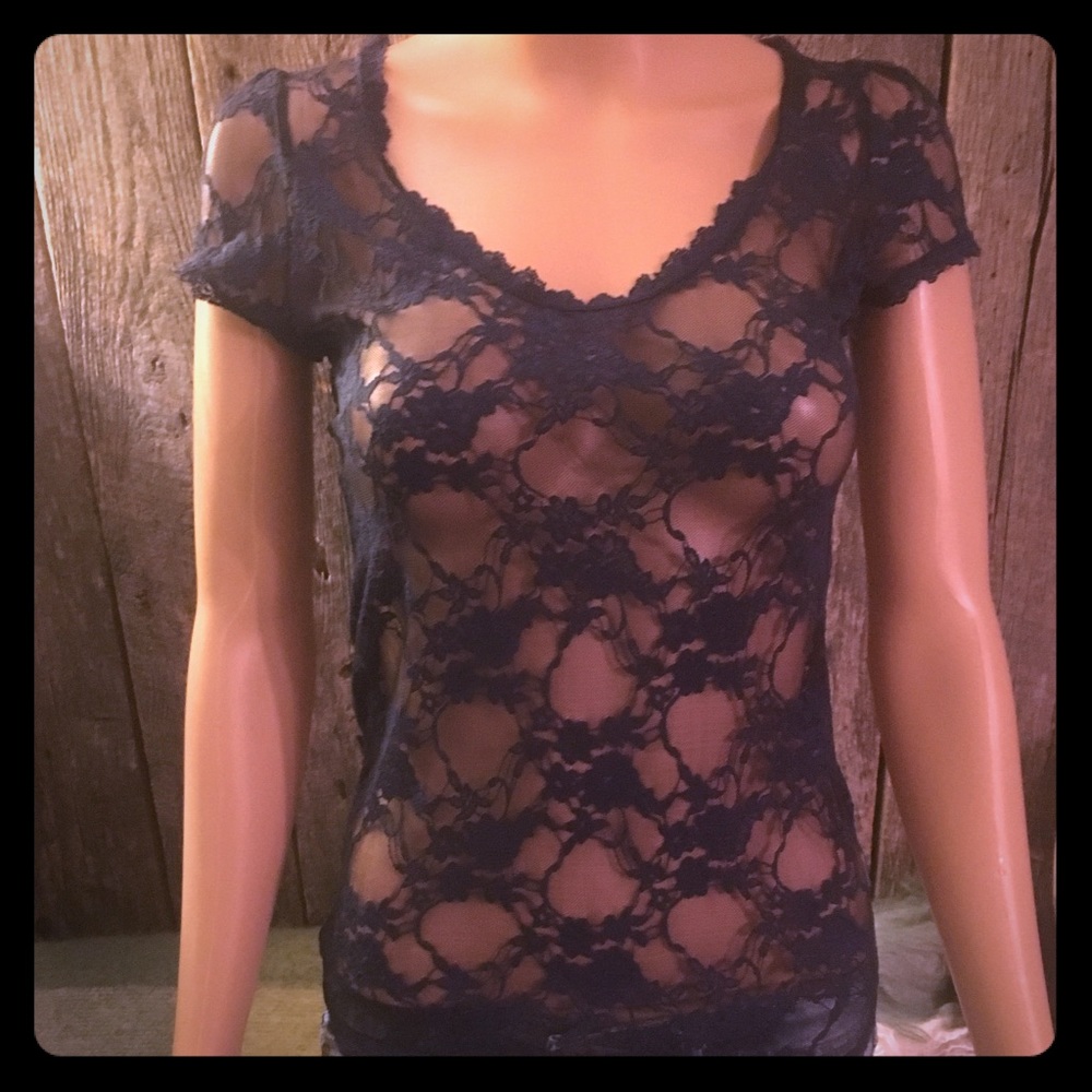 Navy lace top size Small